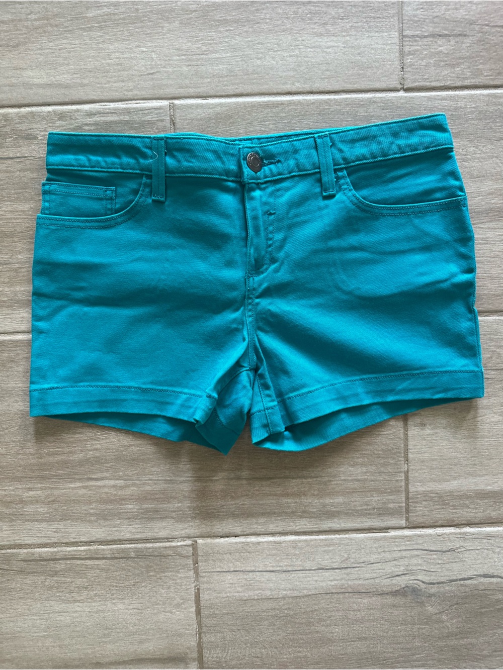 Calvin Klein Jeans Teal High-Rise Cotton Shorts